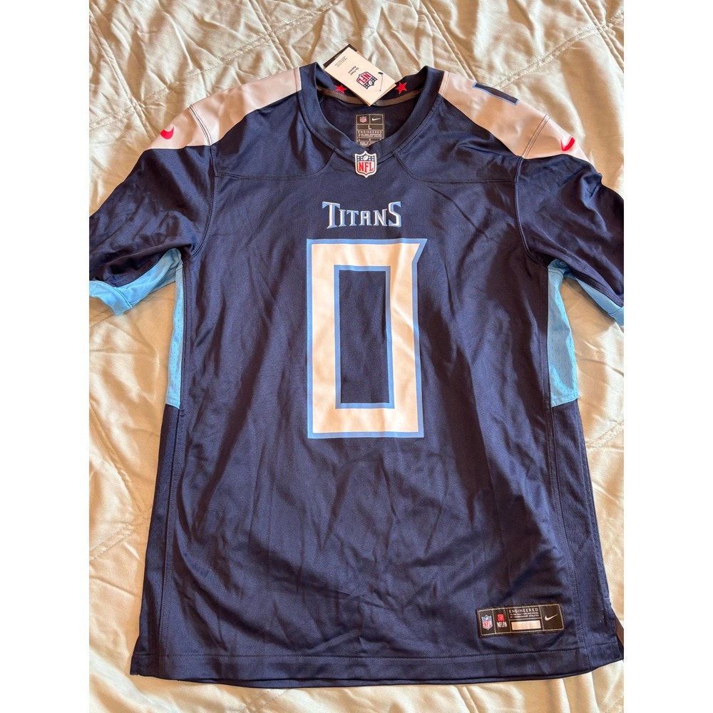 Nike NFL Tennessee Titans Calvin Ridley 0 Jersey Navy Blue Mens Size Large